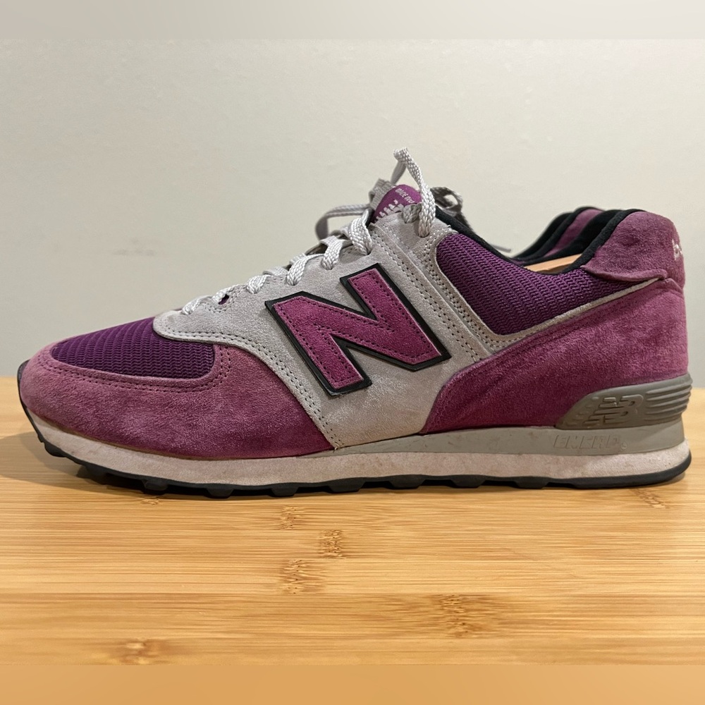 New Balance 574 Men Size12 Purple Sneakers Rare Custom Suede Bubble Gum made USA